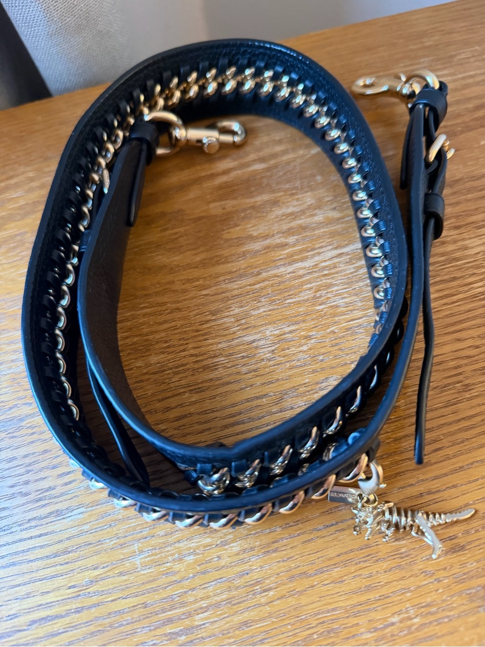 RARE COACH REXY Black Leather Gold Chain Bag Strap - Picture 4 of 6
